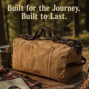 Groomsmen Duffel Bag Gift Heritage Travel Bag Vintage Men’s Waxed Canvas Leather Weekender Duffle Bag