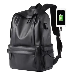Guangzhou College School Men’s Polyester Laptop Backpack Bags PVC Leather Waterproof Anti-Theft Zipper Closure Letter Pattern