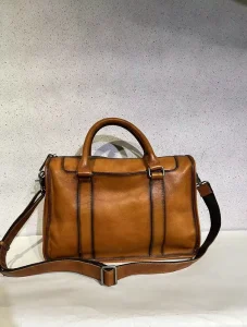 Guangzhou Genuine Leather Men’s Briefcase Single Shoulder Bag Zipper Closure Lightweight Large Business