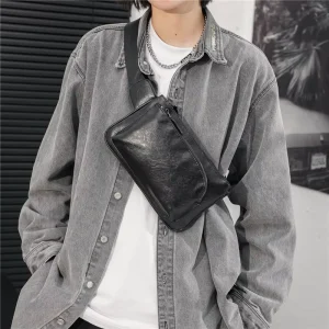Guangzhou Wholesales Men’s Chest Bags Pu Leather Small Handbags High Quality Man Shoulder Crossbody Fanny Waist Bag for Men