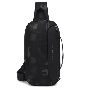 HESHI Fashion New Style Waterproof Men’s Chest Bags with USB Multi function Travel Messenger Cross Body Sling Chest Bag for Men