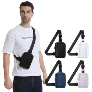 HUALIAN Men’s Fashion Mini Nylon Single Shoulder Bag Small Black Crossbody Messenger Sport Bag