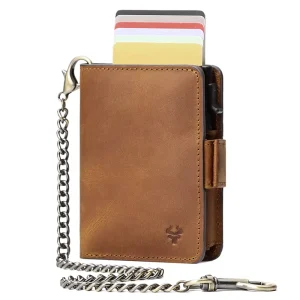 HUMERPAUL Factory Custom Leather Wallet for Men RFID Blocking Aluminum Card Holder Case Slim Metal Smart Pop up Money Bag