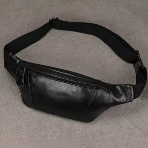 Hand made Vintage Top Layer of Cowhide Men’s Chest Bag Waterproof Waist Pack Zipper Crossbody Bag Men’s Messenger Bag