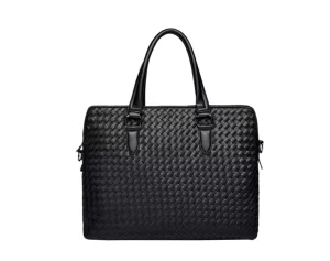 Hand-woven Business Handbag Fashion One-shoulder Cross-body Bag Trendy Computer Men’s Briefcase