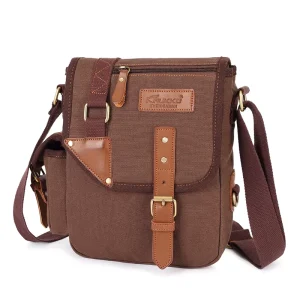 Handbag Factory Men’s Business Crossbody Tote Bag Logo Solid Color Trendy Student Casual Phone Canvas Breathable Small