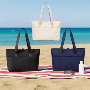 Handbags for Men Customized Logo Printed Folding Medium Size Nylon Shopping Tote Bag with Zipper for Men’s Gift Use