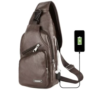 Hard Leather Formal Briefcase Mens PU Leather Handbag Briefcase PU Leather Crossbody Sling Chest Bag