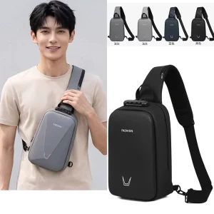 Hardshell Men’s Chest Bag Water Resistant Riding Motorcycle Backpack Business Shoulder Bag