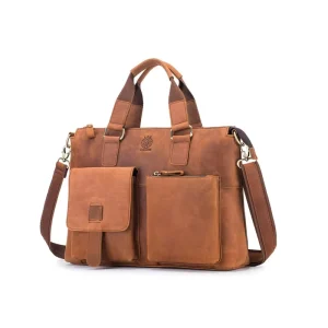 Head Layer Crazy Horse Leather Men’s Briefcase Real Leather Men’s Bag Official Bag 16 Inch Laptop Bag