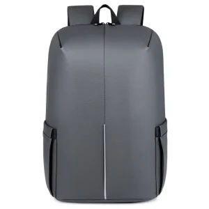 High Capacity Business Backpack Fashion Design Waterproof Zipper Closure Leather Reflective Strip Men’s Laptop Backpack