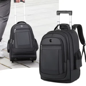 High Capacity Multi Functional Men’s Backpack Retractable Handle Solid Color Leisure Business Laptop Bag for Cross Border Travel