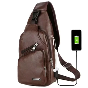 High Concentration Leisure Sports PU Fashion Waterproof Zipper Large Capacity Running Men’s Chest Bags