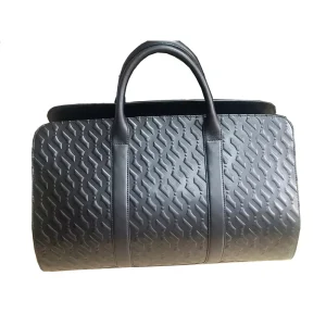 High Cow Leather Weekend Bag with Deboss Pattern Men’s Stylish Handbag