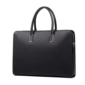 High-End Fashion Genuine Leather Men’s Briefcase Lightweight Business Handheld Bag with Combination Lock