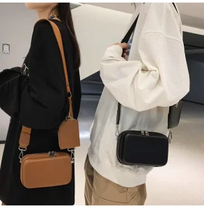 High End Luxury Fashion Men’s Sling Bag Solid Color PU Waterproof Durable Lightweight Versatile