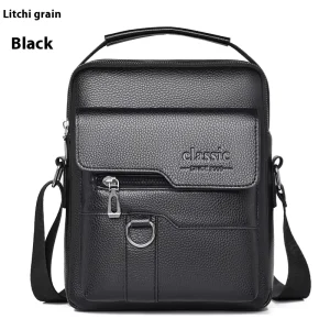 High-End Men’s Business Handbag PU Waterproof Zipper Customized Wear-Resistant Shoulder Crossbody Bag Polyester Lining