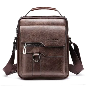 High End Mens Crossbody Shoulder Bag Retro Business Backpack Waterproof Closure Free Summer PU Polyester Lining Portable Casual