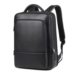 High End Men’s Genuine Cowhide Leather Backpack Stylish Business Laptop Bag with Zipper Closure for Travel