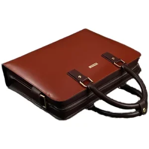 High End Men’s Genuine Cowhide Leather Business Briefcase Waterproof Crossbody Shoulder Bag Fashionable Lawyer Style