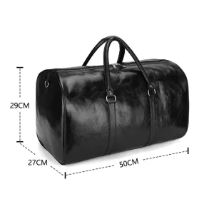 High End Men’s Outdoor Fitness Bag PU Leather Leisure Travel with Zipper Closure and Shoe Compartment Fashion Style