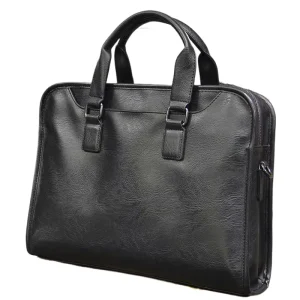 High-End Men’s PU Leather Business Briefcase Large Capacity Crossbody Shoulder Bag Commuting Handbag Stylish Laptop Purse Zipper