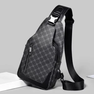 High-End Men’s PVC Chest Bag Lightweight Casual Crossbody Design with Stylish Zipper for Business Travel & News Reporting