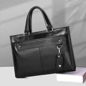 High Grade 16/7 Inch Men’s Business Briefcase Genuine Cowhide Leather Handbag Waterproof Soft Bag Top Layer Cowhide Bag