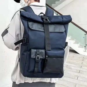 High Quality 17 Inch Custom Simple Waterproof Teenager Roll Top Outdoor School Bags Business Travel Laptop Backpack