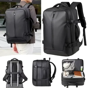 High Quality Anti Theft Men’s Business Laptop Backpack Custom Logo Large Capacity Bags Vacuum Compression Expandable Backpack