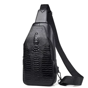 High Quality Casual Outdoor Men’s Shoulder Bag New Fashion PU Crossbody Bag Crocodile Pattern Fashion Chest Bag