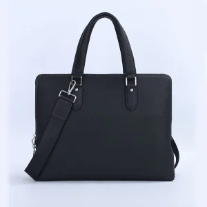 High Quality Cow Leather Men’s Briefcase with Two Compartments Brand Design Business 15 Inches Laptop Work Bag for Man
