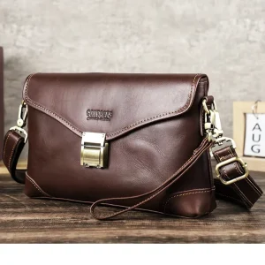 High Quality Cowhide Leather Messenger Bag Mens Anti Theft Shoulder Bag for 8.3” Ipad Vegetable Tanned Leather Clutch Bag Men
