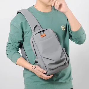 High Quality Custom Logo Men’s Outdoor Travel Sling Bag Resistant Pu Fashionable Crossbody Chest Shoulder Bags
