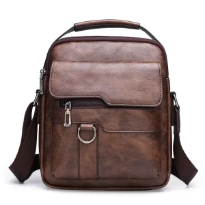 High Quality Custom Logo PU Leather Fashion Casual Men’s Bag Messenger Cross Body Shoulder Bag