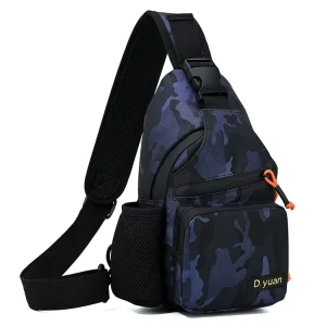 High Quality Durable Men’s Fashionable Waterproof Oxford Sports Chest Bag Custom Crossbody Strap Headphone Jack Zipper Closure