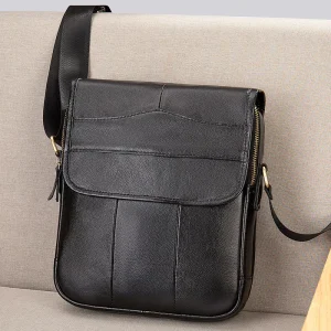 High Quality Fashion Men’s Genuine Leather Crossbody Sling Shoulder Messenger Bag with Shoulder Strap Side Bag for Men
