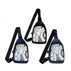 High Quality Fashion Vintage Durable Polyester Cotton Chest Bag Simple Hawaii Hibiscus Flower Zipper Crossbody Sports Travel