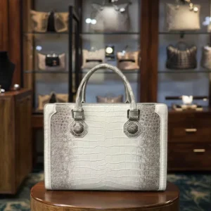High Quality Genuine Himalaya Crocodile Leather Men’s Handbag Exotic Crocodile Skin Briefcase