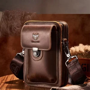 High Quality Genuine Leather Fashion Men’s Messenger Bag Waterproof Durable Multifunctional Crossbody Shoulder Belt Customizable