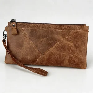 High Quality Genuine Leather Luxury Men’s Wallet With Retro Fashion Design Hand held Bag Casual Envelope Leather Wallet