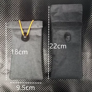 High Quality Long RFID WiFi NFC Signal Blocking Polyester Hook & Loop Closure Phone Bag Faraday Bag for Key Fob