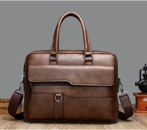 High Quality Men’s Business PU Leather Soft Bag Laptop Shoulder Messenger Portable for Office Use