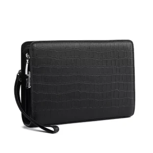 High Quality Men’s Genuine Leather Clutch Bag Large Capacity Anti Theft Combination Lock Fashionable Polyester Factory