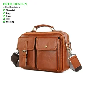 High Quality Men’s Genuine Leather Large Capacity Crossbody Bag Multifunctional Briefcase Shoulder Handbag