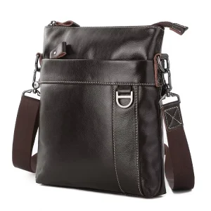 High Quality Men’s Luxury Cowhide Crossbody Shoulder Messenger Bag Vintage Style Anti Theft and Waterproof Crossover Design