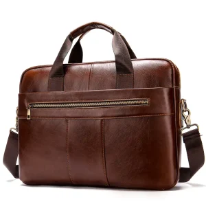 High Quality Men’s Retro Style Business Briefcase Genuine Leather Crossbody Shoulder Messenger Bag Portable Bolsa De Hombro