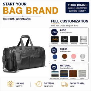 High Quality Men’s Retro Style Outdoor Business Luggage Duffle Bag with Zipper Closure Waterproof Brown PU Leather