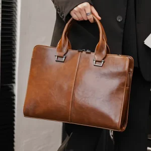 High Quality PU Leather Laptop Bags PU Leather Handbags Men Briefcase Office Document Bag for Men and Women