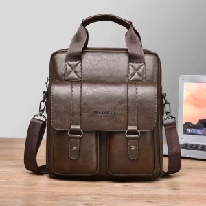 High Quality PU Leather Men Lawyer Bag Custom Printed Logo Crossbody Business Laptop Messenger Briefcase for Male